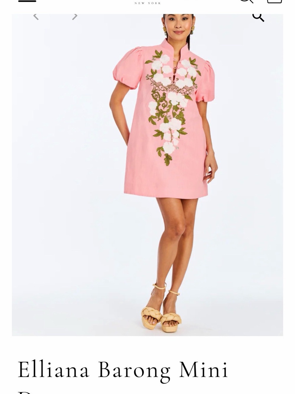 Mestiza New York Dress in Pink with Floral Embroidery